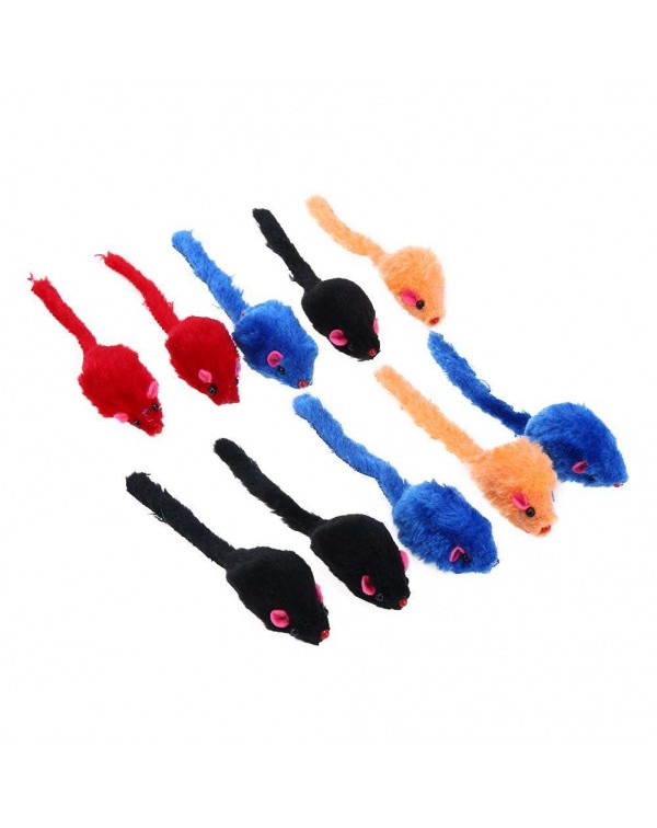 10pcs/lot Mini Colorful Cat Toys Plush False Mouse Toys for Cats Kitten