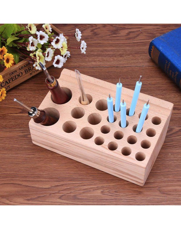 DIY Solid Wood Storage Table Rack Leather Punch Tool Holder Frame