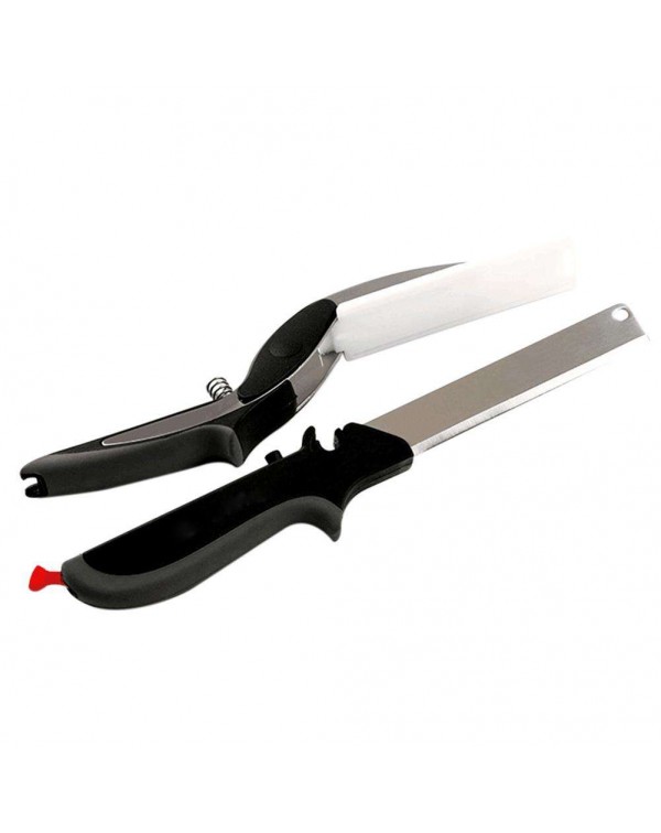 2 in 1 Food Chopper Cutter Kitchen Knife Scissors Shears Vegetable Slicer