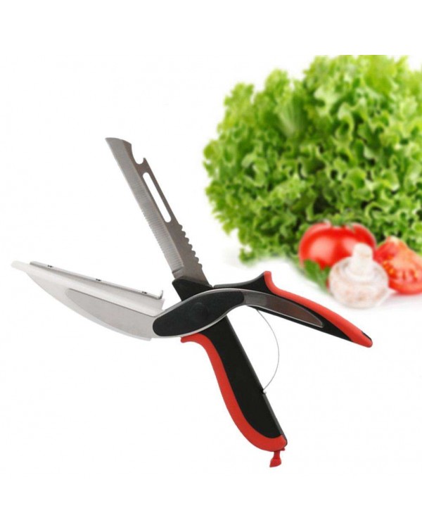6 in 1 Kitchen Scissors Food Chopper Cutter Shears Fruit Vegetable Slicer