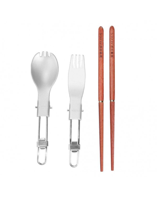 3pcs Tableware Stainless Steel Folding Fork Spoons Chopsticks for Ourdoor