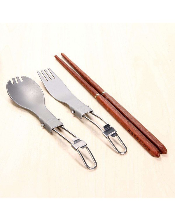 3pcs Tableware Stainless Steel Folding Fork Spoons Chopsticks for Ourdoor