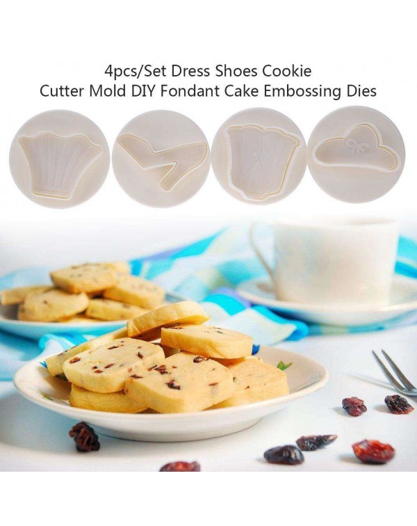 4pcs/Set Dress Shoes Cookie Cutter Mold DIY Fondant Cake Embossing Dies