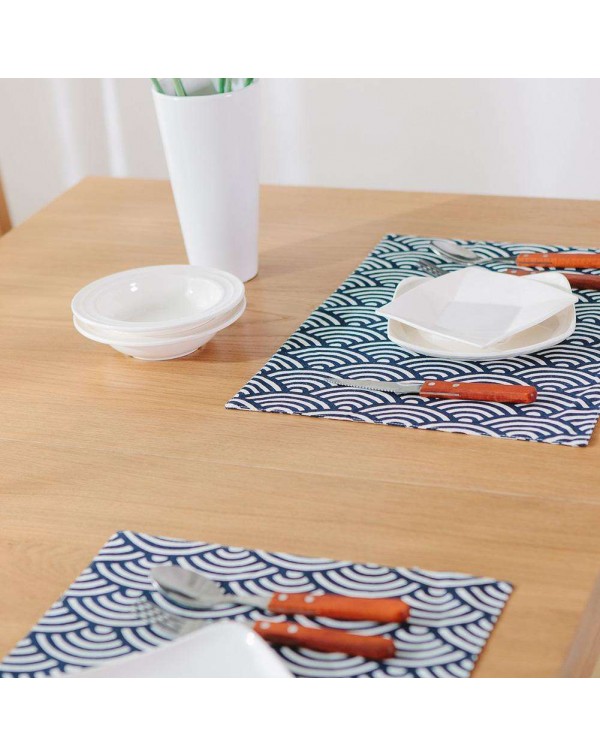 Fish Scales Cotton Linen Placemat Dining Table Mat Disc Tableware Bowl Pads
