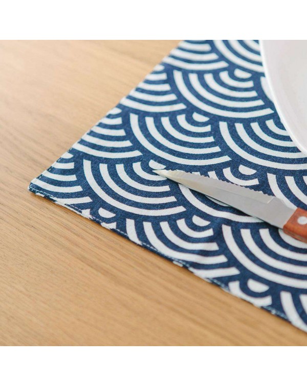 Fish Scales Cotton Linen Placemat Dining Table Mat Disc Tableware Bowl Pads