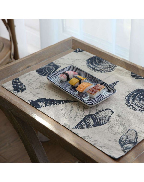 Japanese Shell Cotton Linen Placemat Dining Table Mat Disc Bowl Pad Coaster