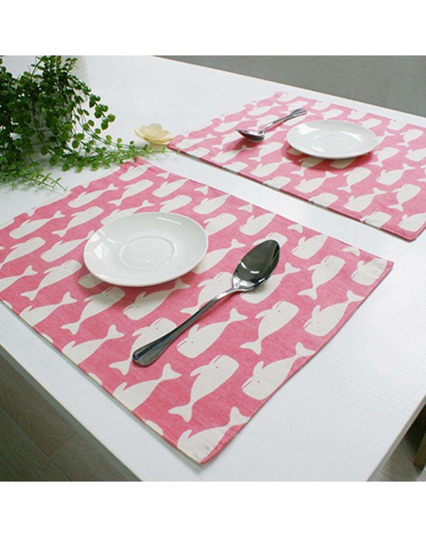 Sea Fish Print Dining Table Mat Placemat Disc Tableware Bowl Pad Decor/Pink