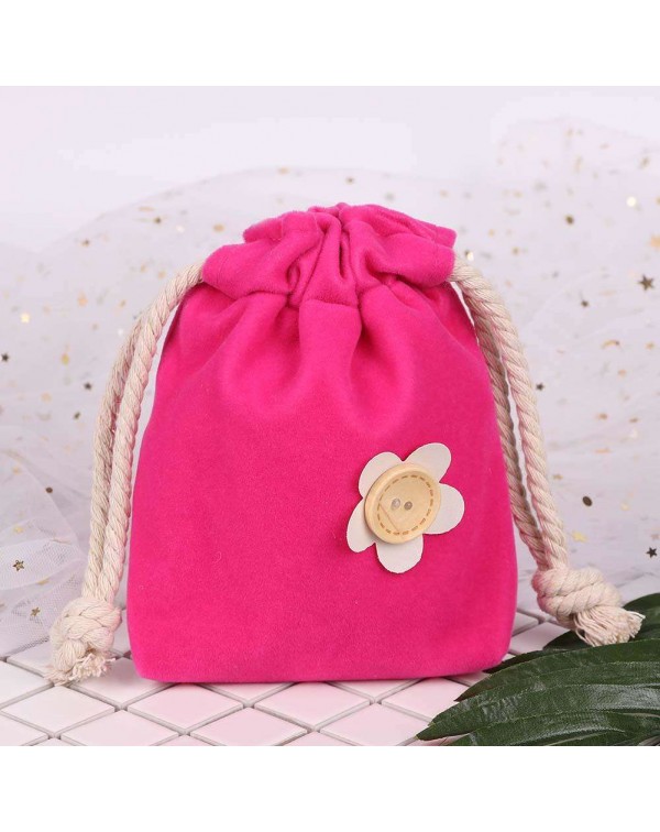 Portable Cotton Storage Bags Hanging Drawstring Canvas Bouquet Pocket (Red)