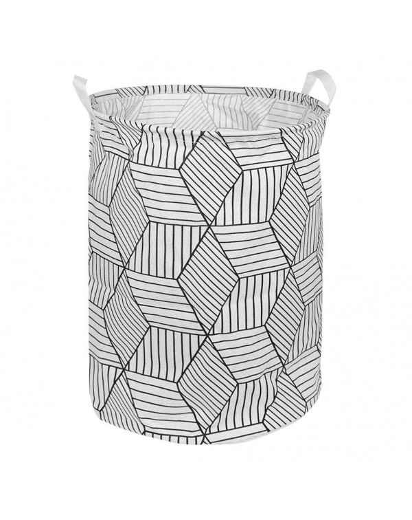 Geometry Folding Waterproof Canvas Storage Basket Toy Clothes Barrel (White