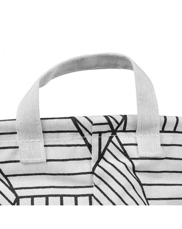 Geometry Folding Waterproof Canvas Storage Basket Toy Clothes Barrel (White