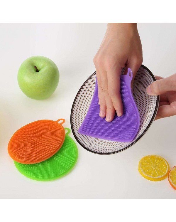 3pcs/set Silicone Magic Cleaning Brushes Dish Bowl Pot Pan Scouring Pads