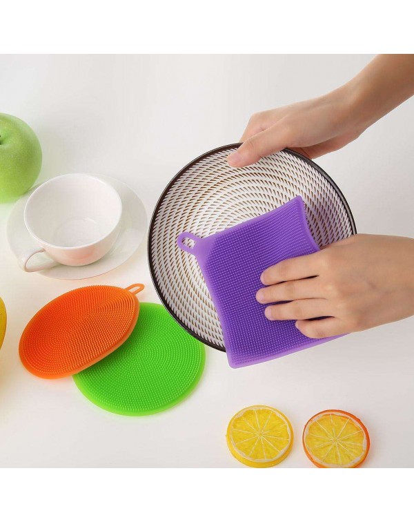 3pcs/set Silicone Magic Cleaning Brushes Dish Bowl Pot Pan Scouring Pads