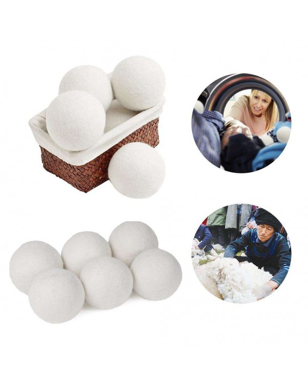 6pcs/bag Reusable Laundry Steamy Dryer Balls Wool Wrinkle Releasing Washer
