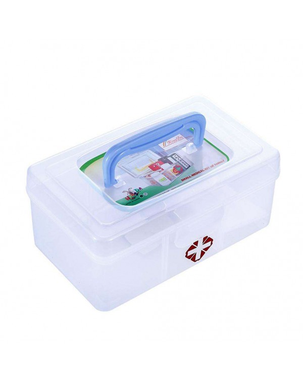 3 Lattice Transparent Rectangular Medicine Box First Aid Storage Kits Box