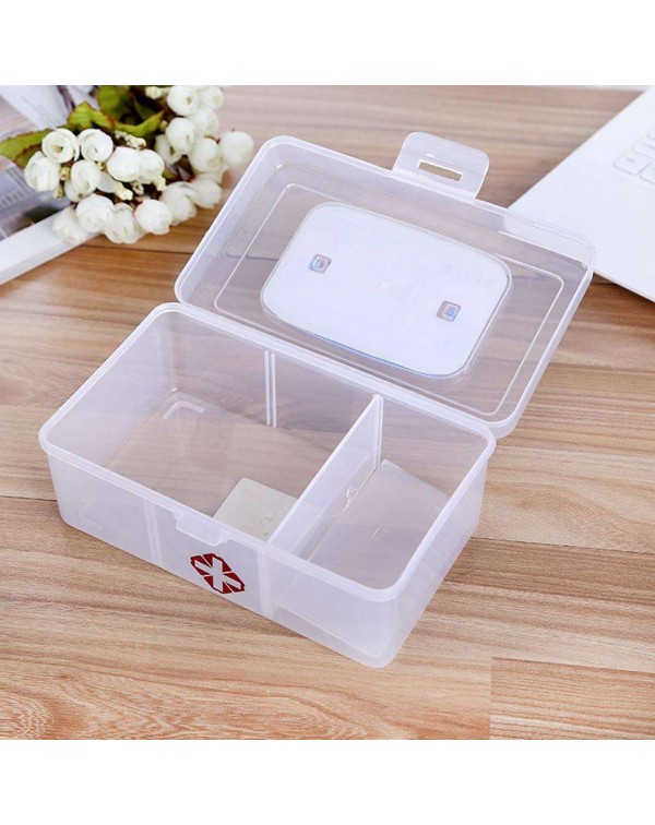 3 Lattice Transparent Rectangular Medicine Box First Aid Storage Kits Box