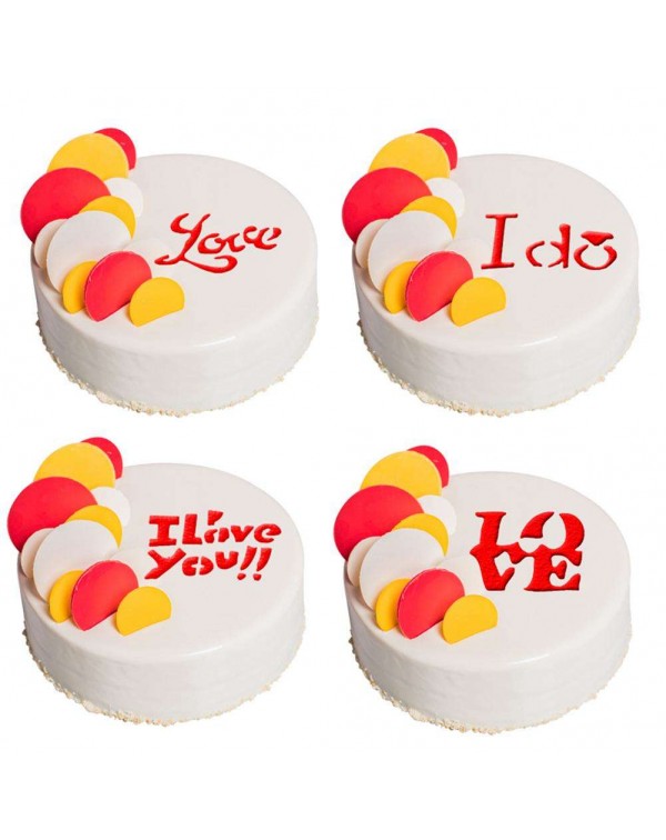4pcs/Set DIY Love Letters Coffee Stencils Cake Baking Painting Templates