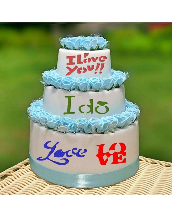4pcs/Set DIY Love Letters Coffee Stencils Cake Baking Painting Templates