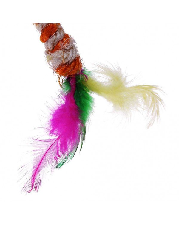 Cat Feather Teaser Stick Sisal Rope Bell Ball Pet Interactive Toy