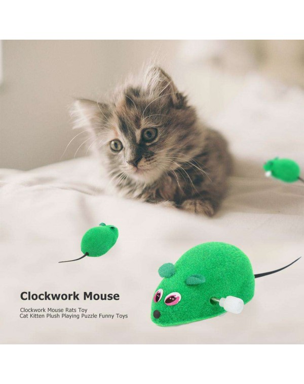 Clockwork Mouse Rats Toy for Cat Kitten Plush Playing Puzzle Funny Toys