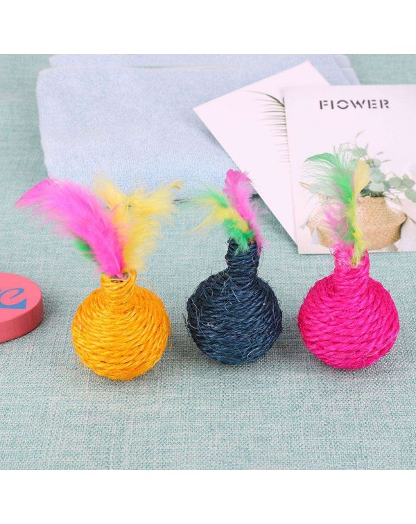 6pcs Funny Pet Cat Toys Sisal Rope Wear Resistant Feather Playing Supplies