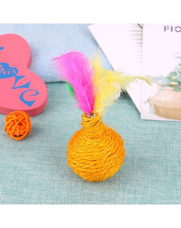 6pcs Funny Pet Cat Toys Sisal Rope Wear Resistant Feather Playing Supplies