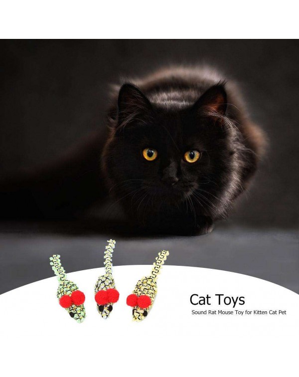 6pcs/set Cotton Plastics Chew Bite Sound Rat Mouse Toy for Kitten Cat Pet