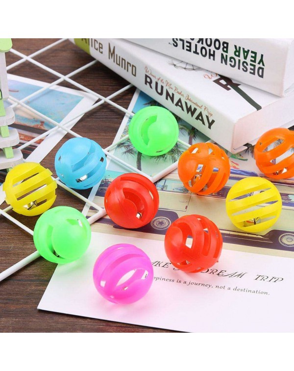 12pcs/set Plastic Hollow Ball Chew Bite Built-in Bell Balls Pet Cat Toys