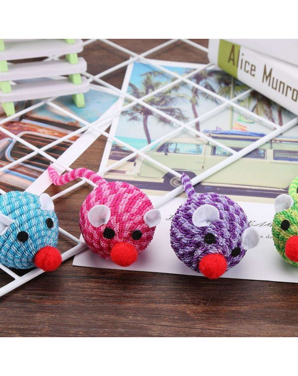 6pcs/set Pet Cotton Rope Round Mouse Cat Simulation Mice Playing Toys