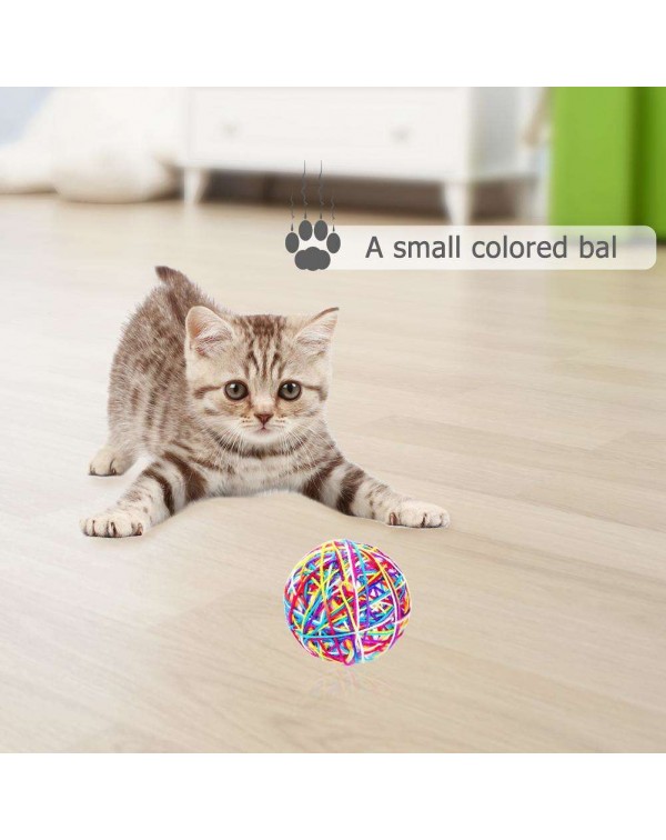 6pcs/set Elastic Cotton Rope Multicolor Ball Pet Cat Chew Interactive Toys