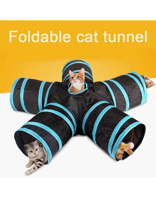 Foldable 5 Holes Pet Cat Tunnel Toys Pets Animals Kitten Rabbit Play Tube