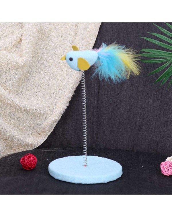 Cat Scratch Board Bird Feathers Toys Spring Plate Scratching Disc
