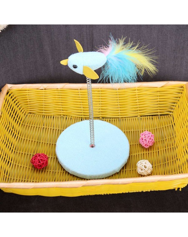 Cat Scratch Board Bird Feathers Toys Spring Plate Scratching Disc