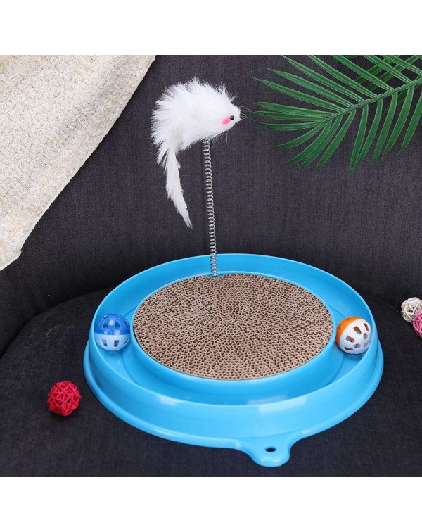 Cat Corrugated Paper Bell Mouse Disc Pet Spring Feathers Scratch Board Toy